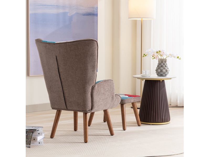  Fauteuil de loisirs avec repose-pieds multicolore et coussin de dossier  - Conforama D
