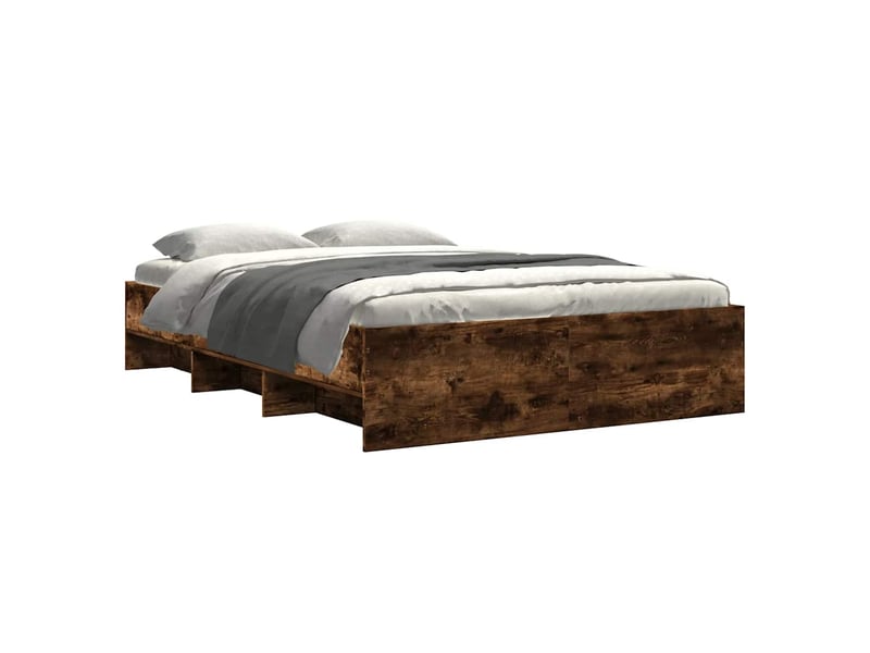  Lit double- lit adulte -  cadre de lit sans matelas chêne fumé 135x190 cm bois ingénierie  - Conforama B