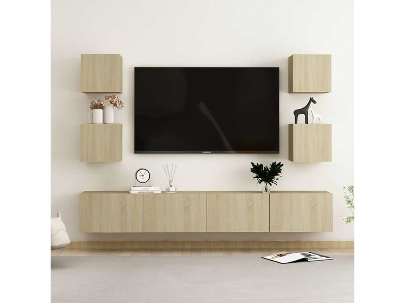  Ensemble de meubles tv 6 pcs chêne sonoma bois d'ingénierie shl14811  - Conforama B