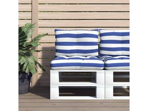 Lot de 2 coussins de palette, coussins de canapé rayures bleuesblanches cf59590