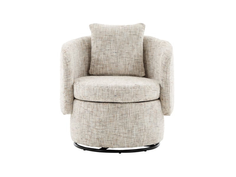  Fauteuil pivotant 360° 72 x 66,5 x 76 cm – beige – rangement caché, coussin de dossier moelleux  - Conforama A
