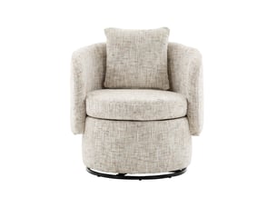 Fauteuil pivotant 360° 72 x 66,5 x 76 cm – beige – rangement caché, coussin de dossier moelleux