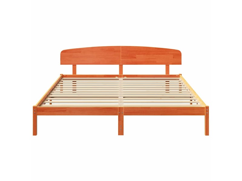  Lit double- lit adulte -  cadre de lit avec tête de lit brun  200 x 200 cm pin massif  - Conforama D