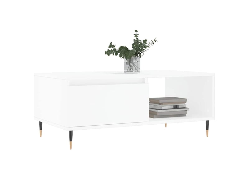  Table basse rectangulaire | table de salon blanc 90x50x36,5 cm bois d'ingénierie shl9013  - Conforama C