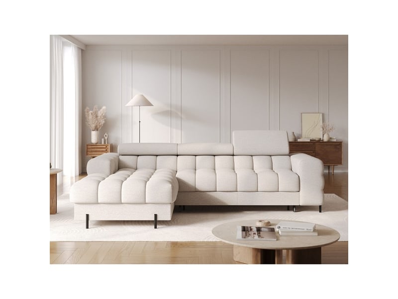 Canapé d'angle gauche convertible beige allure contemporaine 285x99x181cm filtro - Conforama E