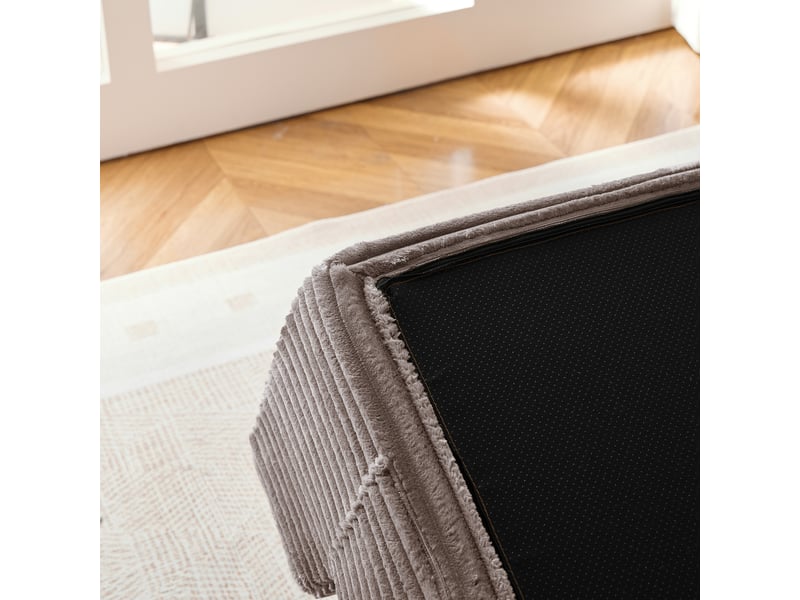  Canapé convertible 2-en-1 180 cm en velours côtelé, 2 places, porte-gobelets, poches latérales, marron, design moderne  - Conforama E