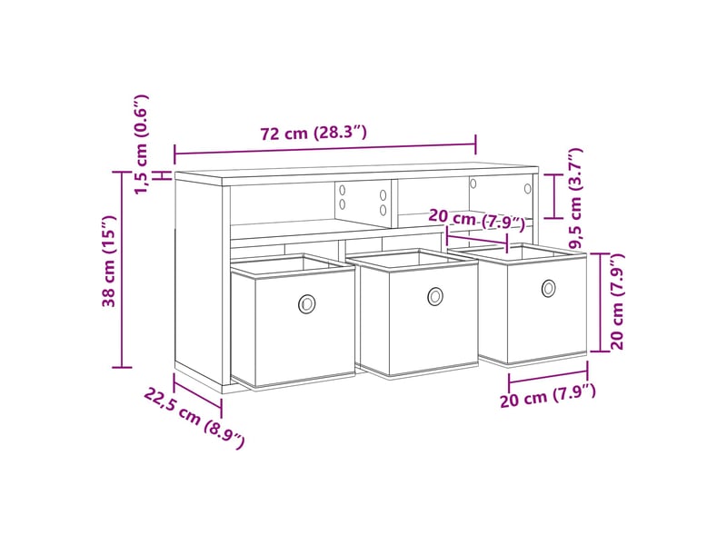 Vidaxl basboard avec tiroir chêne sonoma 72 x 22,5 x 38 cm - Conforama C