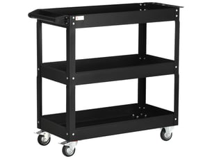 Servante d’atelier mobile en acier 83 × 35,3 × 76 cm, 3 étagères, roulettes et poignée, charge max. 150 kg