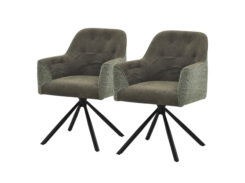 Ml-design lot de 2 chaises de salle à manger cuisine, pivotantes à 360°, en tissu tissé et simili, avec accoudoirs et dossier, cadre en acier, pieds réglables, rembourrage confortable, vert ECD Germany GmbH - Conforama A