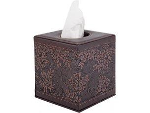 Étui carré en cuir pour boîte à mouchoirs - avec fond magnétique, pour la maison et le bureau - 1 pièce, 16×14×14cm (motif antique)