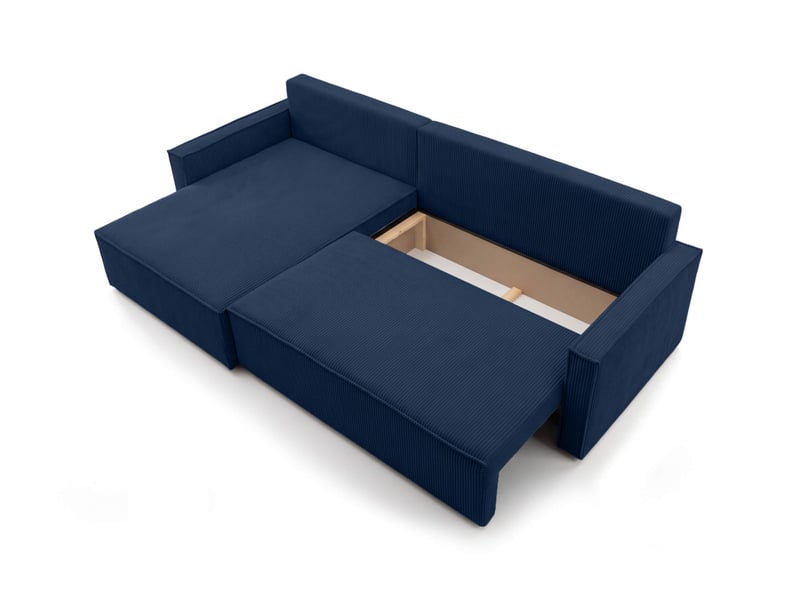  Farah - canapé d'angle max réversible et convertible 5 places accoudoirs slim en velours côtelé  - Conforama D