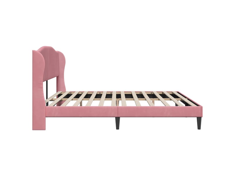  Lit double- lit adulte -  cadre de lit avec tête de lit rose 200 x 200 cm velours  - Conforama D