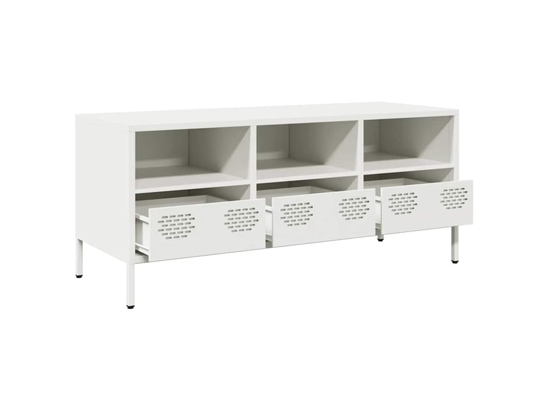  Meuble tv - banc tv - meuble de rangement blanc 101,5x39x43,5 cm acier laminé à froid  - Conforama E