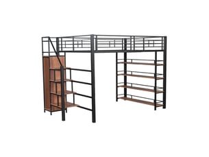 Lit mezzanine 140x200 cm <strong>REDOM</strong>  <strong></strong> coloris noir