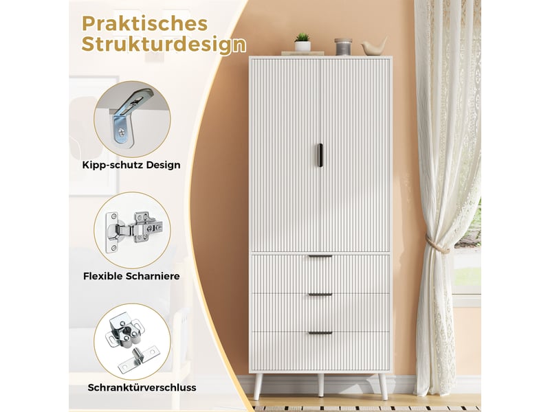  Armoire de cuisine 2 portes 3 tiroirs en mdf blanc 75 x 35 x 180 cm N635P48856970W - Conforama E