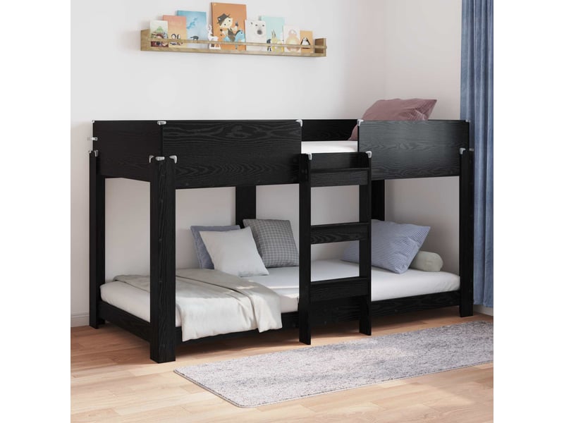 Lit superposé pour enfants - lit jeune chêne noir 80 x 200 cm - Conforama B