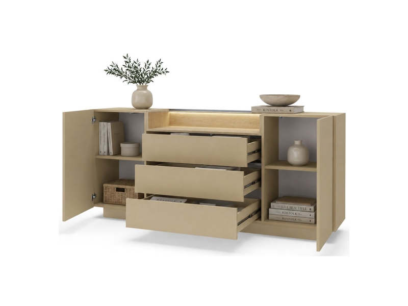  Buffet haleli, enfilade 3 tiroirs, 176x40x83h cm marron clair Haleli - Conforama A