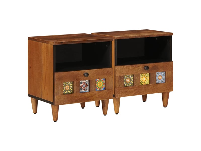  Table de chevet - cabinet de chevet - table de nuit 2 pc marron 40 x 33 x 46 cm  - Conforama A