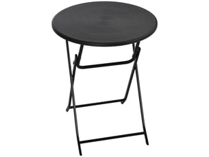 Table de jardin ronde et pliable pour 2 personnes, aspect bois, acier et plastique, gris foncé, 60 x 60 x 73 cm