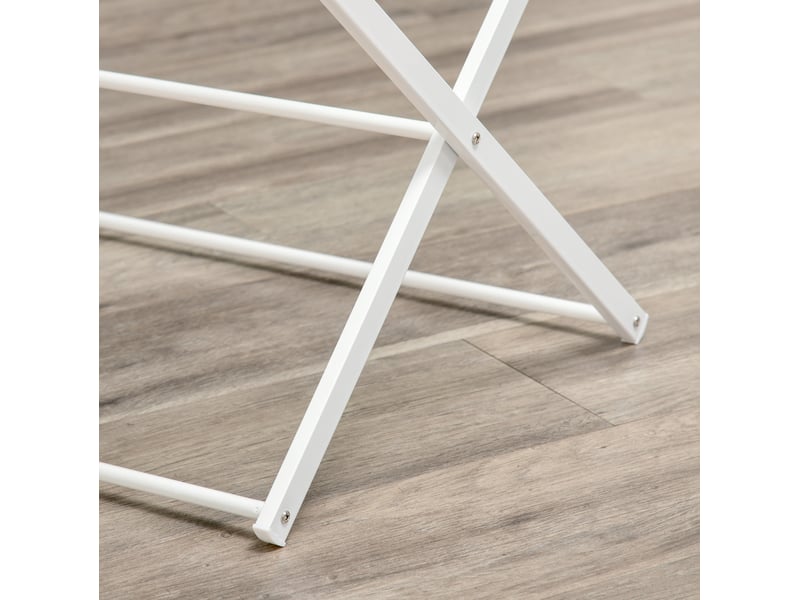 Étendoir à linge tour pliable 74x35x144 cm – blanc – 8 niveaux, 10 barres, rangement compact - Conforama D