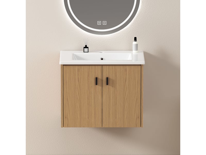  Armoire de salle de bain avec 2 portes à fermeture douce, rangement spacieux en mdf, pour petite salle de bain, 60 cm  - Conforama B