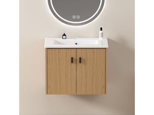 Armoire de salle de bain avec 2 portes à fermeture douce, rangement spacieux en mdf, pour petite salle de bain, 60 cm