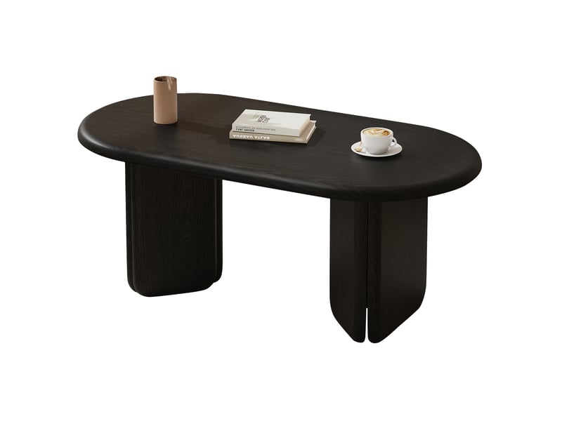  Table basse ovale 99x50x40 cm en mdf noir, charge maximale 40 kg  - Conforama A