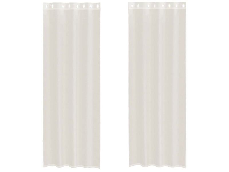  Lot de 2 rideaux en voile, voilages avec œillets crème 140x260 cm cf44355  - Conforama A