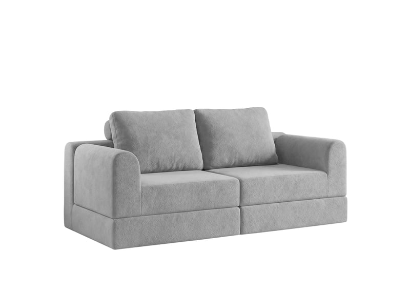  Canapé convertible pliant 2 places avec mousse à mémoire de forme, fauteuil et couchage en tissu gris  - Conforama B