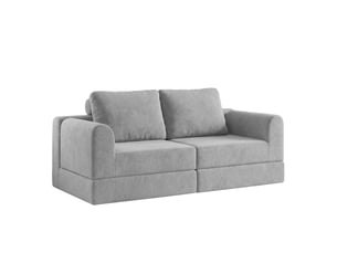 Canapé convertible pliant 2 places avec mousse à mémoire de forme, fauteuil et couchage en tissu gris