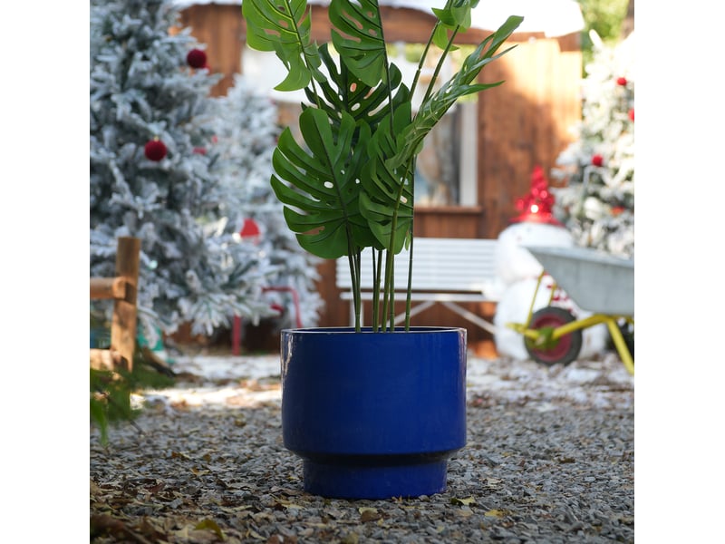 Lot de 3 pots en céramique ø 38,130,522,9 cm – bleu – drainage intégré, intérieurextérieur - Conforama B
