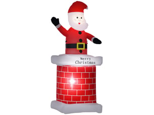 Père noël gonflable avec cheminée lumineux led hauteur polyester imperméable rouge blanc noir 210 cm