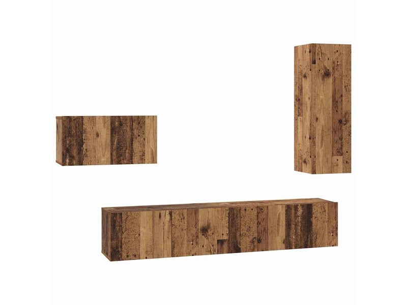  Ensemble meuble tv - banc tv - meuble de rangement 4 pcs bois ancien bois d'ingénierie  - Conforama A