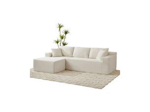 Canapé d'angle droit fixe <strong>MAISENTIEL</strong> <strong></strong> 3 places Tissu blanc