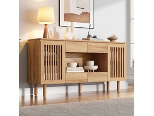 Buffet 2 porte(s) 4 tiroir(s) <strong>HAUSS SPOLE</strong> <strong></strong> - 140 cm coloris naturel