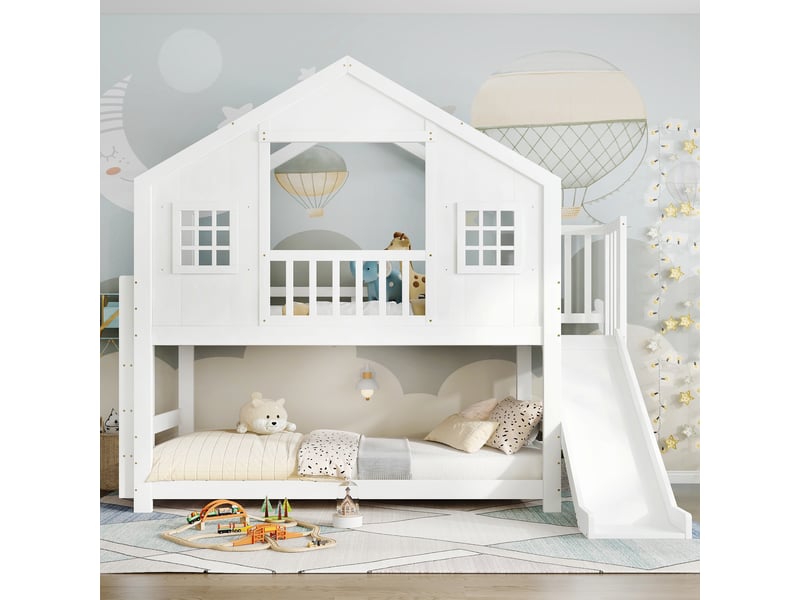 Lit superposé 90x200 cm coloris blanc pin lit enfant blanc - Conforama D