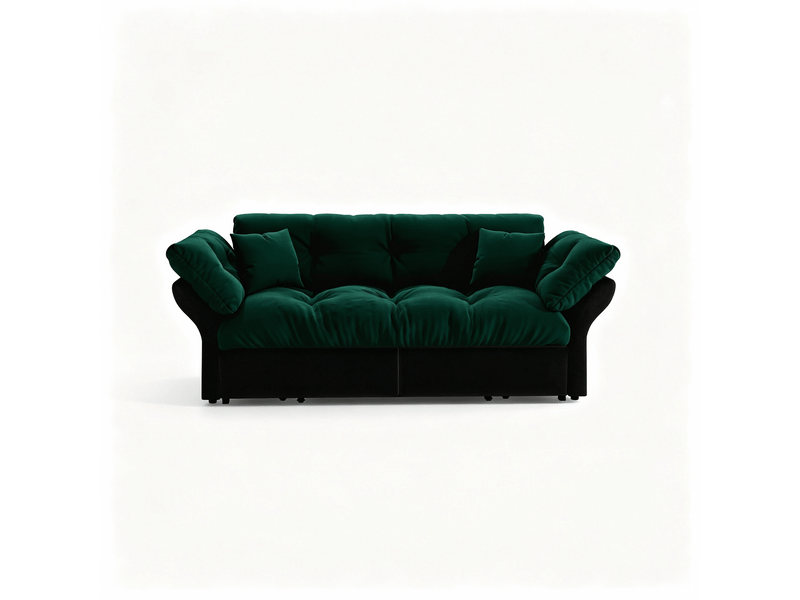  Canapé-lit 3 en 1 190 cm en velours vert avec lit gigogne et 2 coussins pour salon IKSETERA TRADING LTD - Conforama A