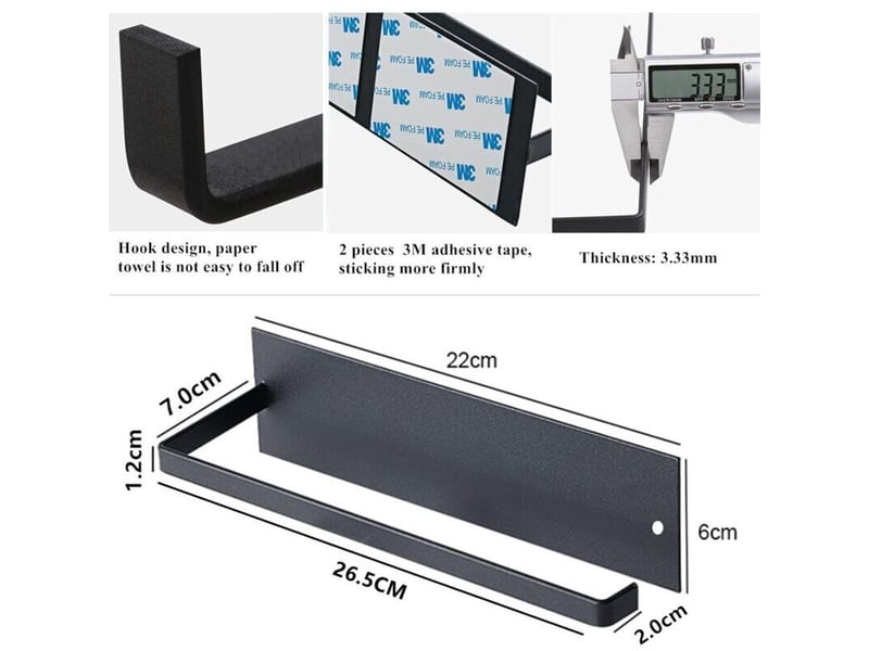 Porte-rouleau inox 304, fixation adhésive 3m sans perçage - pour cuisine, toilettes et salle de bain - Conforama D