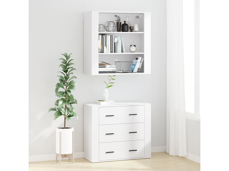  Buffet haut - bahut - meuble de rangement blanc bois d'ingénierie  - Conforama C