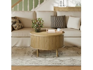 Table basse rond(e) coloris naturel <strong>CHICFURN</strong> <strong></strong> - 80 cmx80 cm