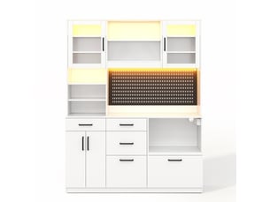 Buffet 2 porte(s) 5 tiroir(s) <strong></strong> <strong></strong> - 145 cm coloris blanc