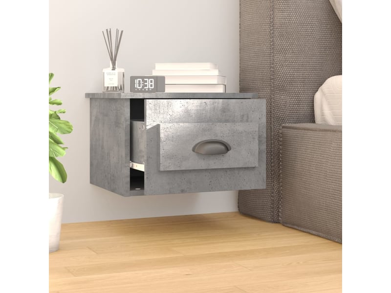  Table de chevet - cabinet de chevet - table de nuit murale gris béton 50x36x40 cm  - Conforama B