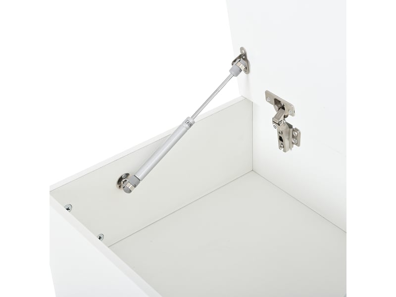  Table basse relevable blanche 100x45x43 cm, table de salon avec led, 2 tiroirs et rangement caché, plateau réglable  - Conforama W