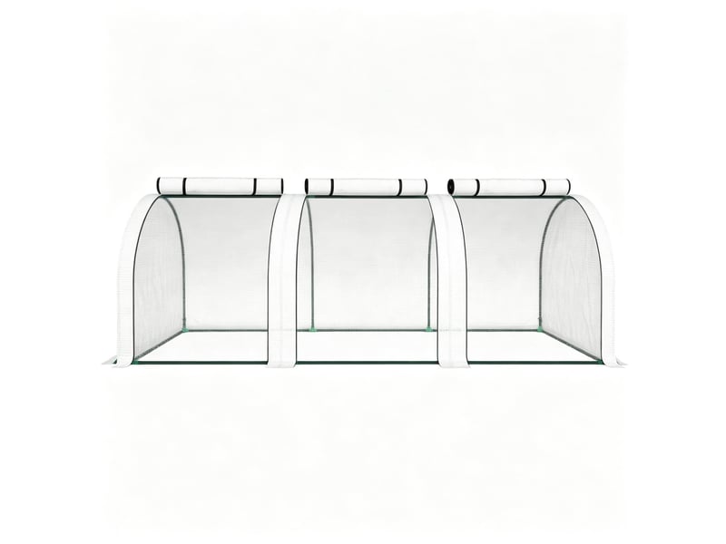  Serre de jardin modulaire 295x100x80 cm – blanche – 3 ouvertures zippées pour protéger vos cultures  - Conforama A