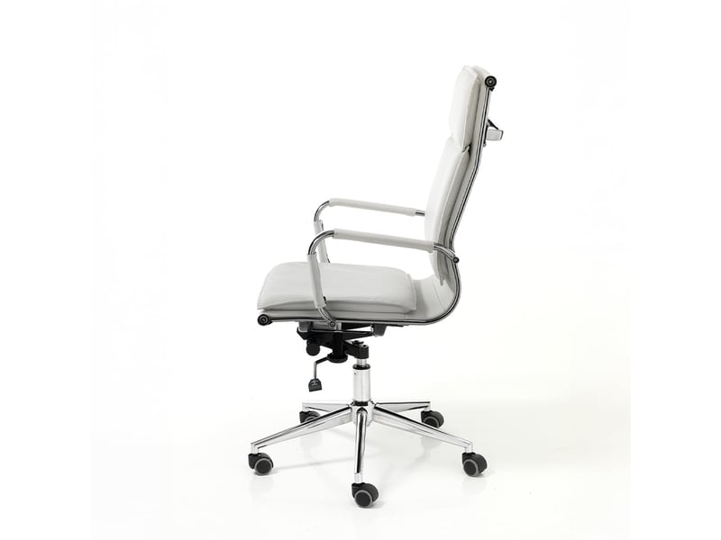 Chaise de bureau ergonomique en simili cuir avec roulettes paly - blanc  - Conforama C