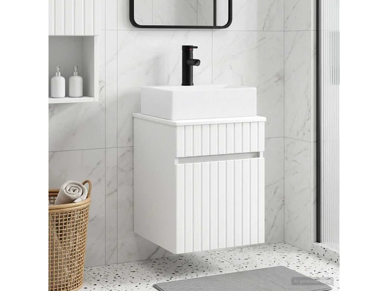  Meuble-sèche avec évier mural blanc 39x41x62.5 cm  - Conforama B