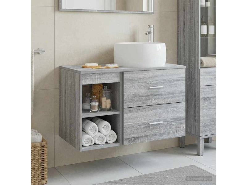 Ensemble de mobilier de salle de bain 2 pcs sonoma gris shl4063 - Conforama B