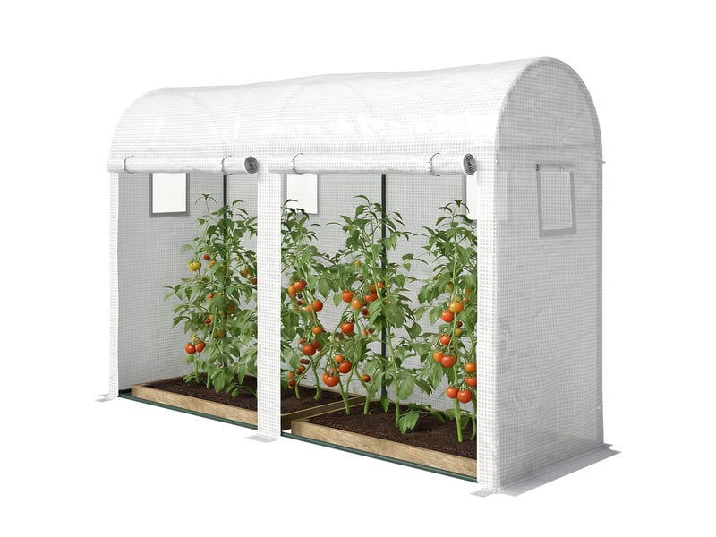  Serre tunnel de jardin pour plantes et légumes, serre de balcon avec 2 portes sectionnelles et 4 fenêtres, 3 x 1 x 2 m  - Conforama B