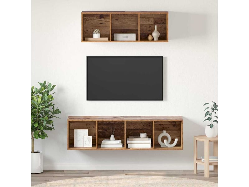  Ensemble meuble tv - banc tv - meuble de rangement 2 pcs bois ancien bois d'ingénierie  - Conforama B
