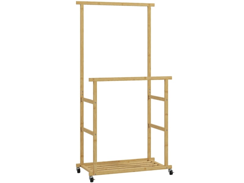  Portant à vêtements, 3-en-1, en bambou, coloris bois naturel  - Conforama A